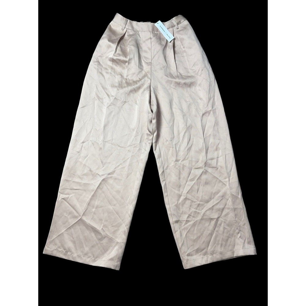 Leoniehanne The Drop Beige Loose Wide-leg Pull On Casual Pants Womens Size Small